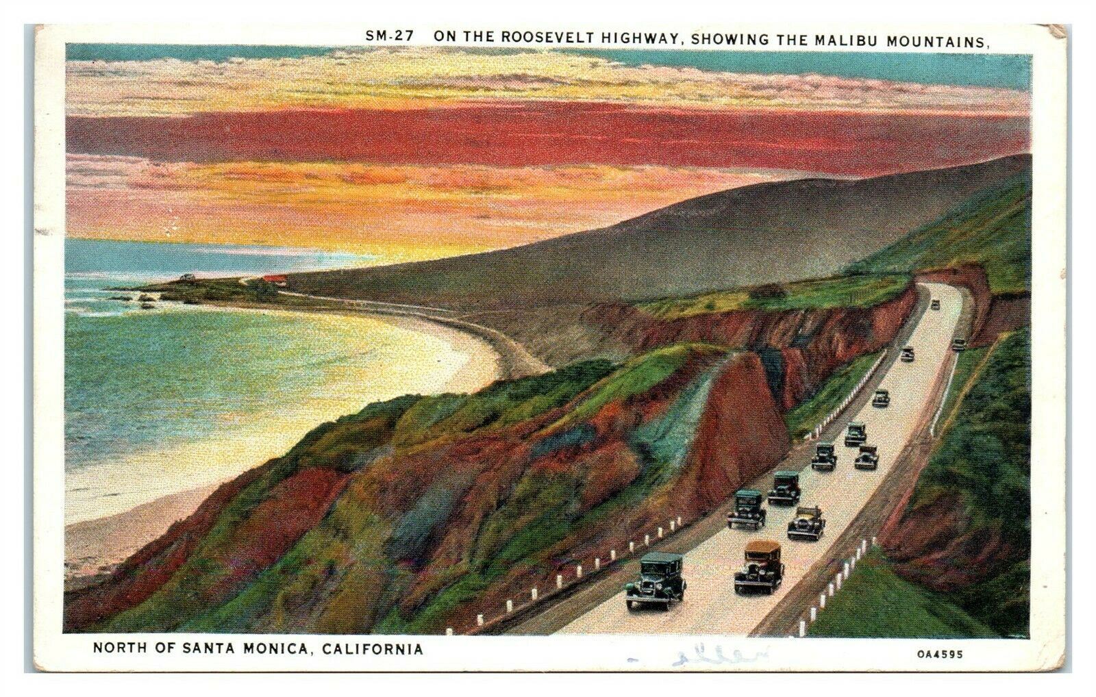 Roosevelt Highway And Malibu Mountains, North Of Santa Monica, Ca Postcard