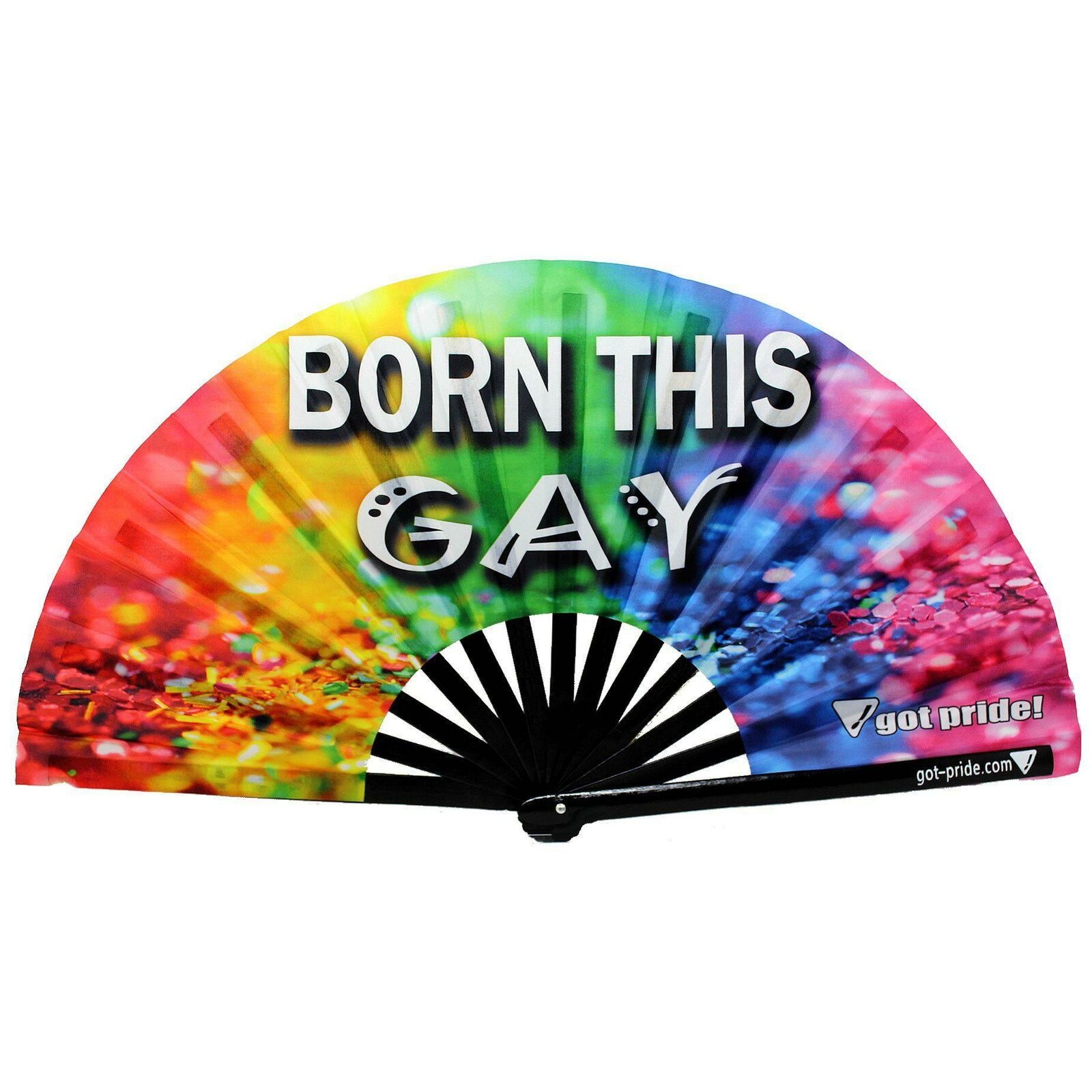 Born This Gay Premium Bamboo Folding Clack Hand Fan Rave Festival Pride Lgbtq