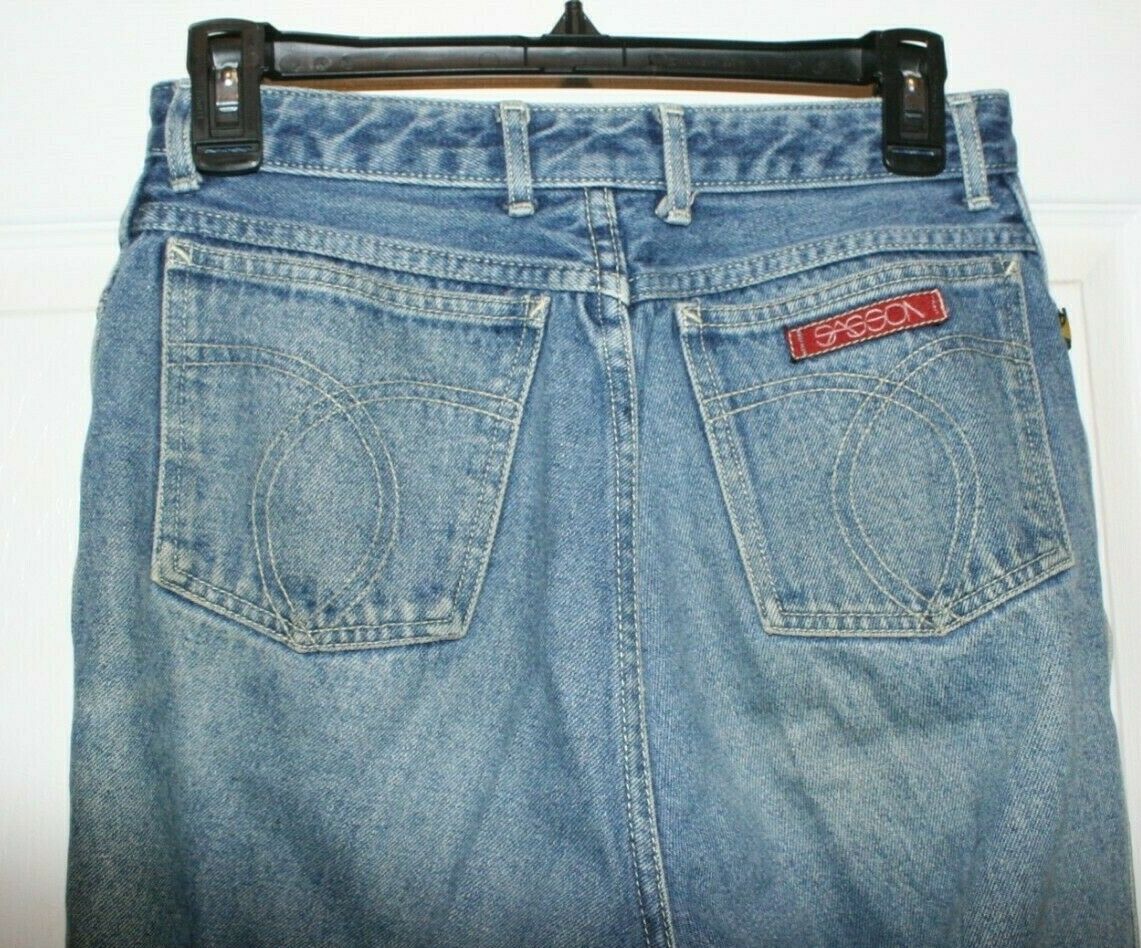 Vintage 80s  Sasson Denim Straight Leg Mom Distressed Jeans High Waist Size 10