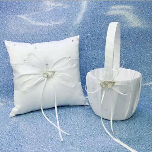 Crystal Heart Bridal Wedding Party Flower Girl Basket Ring Bearer Pillow 4" Us