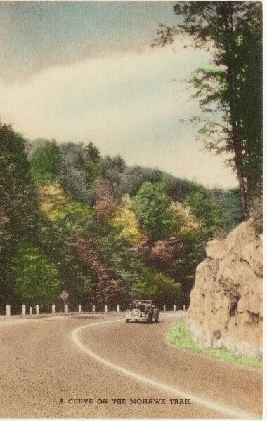 Antique Postcard C1930-40s Curve On Mohawk Trail Massachusetts Unused